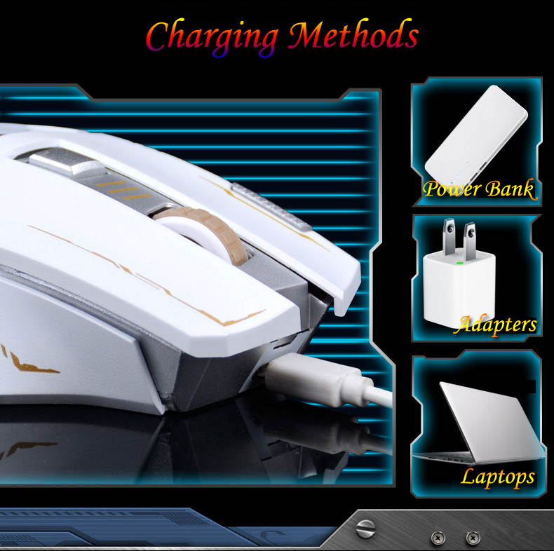 2.4G Wireless Rechargeable 2400DPI 6 Buttons Optical Usb Ergonomic Gaming Mouse