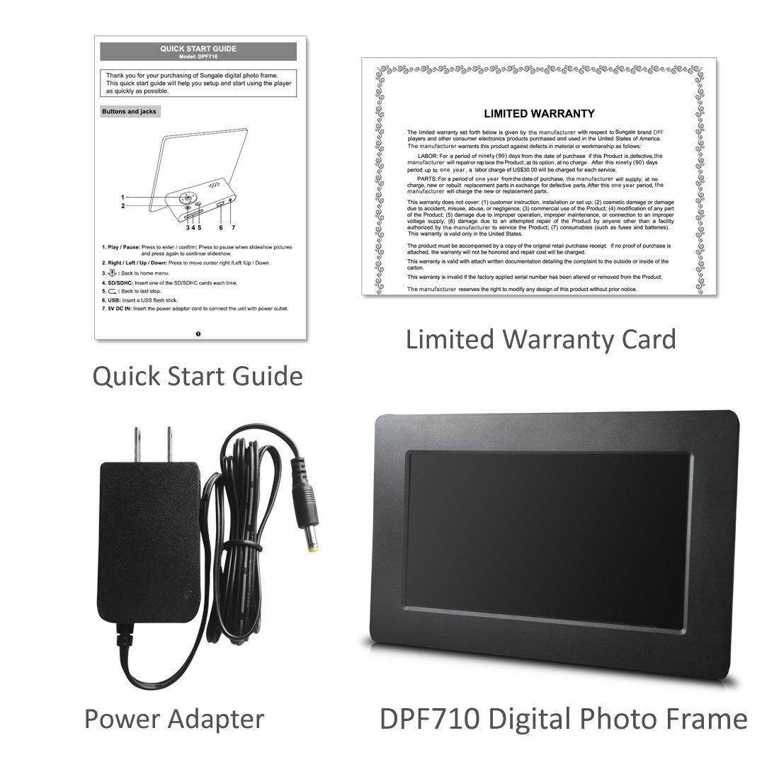 Sungale DPF710 7" Digital Photo Frame with Ultra Slim Design