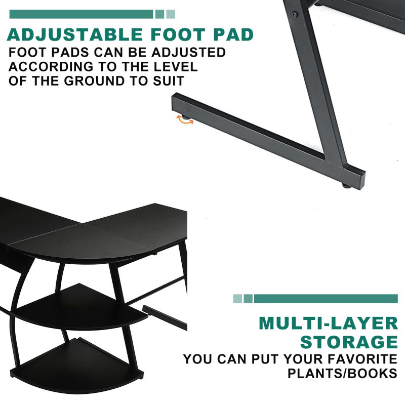 73" L-Shape Gaming Computer Desk Office Corner Laptop PC Table Workstation Study  with Shelves