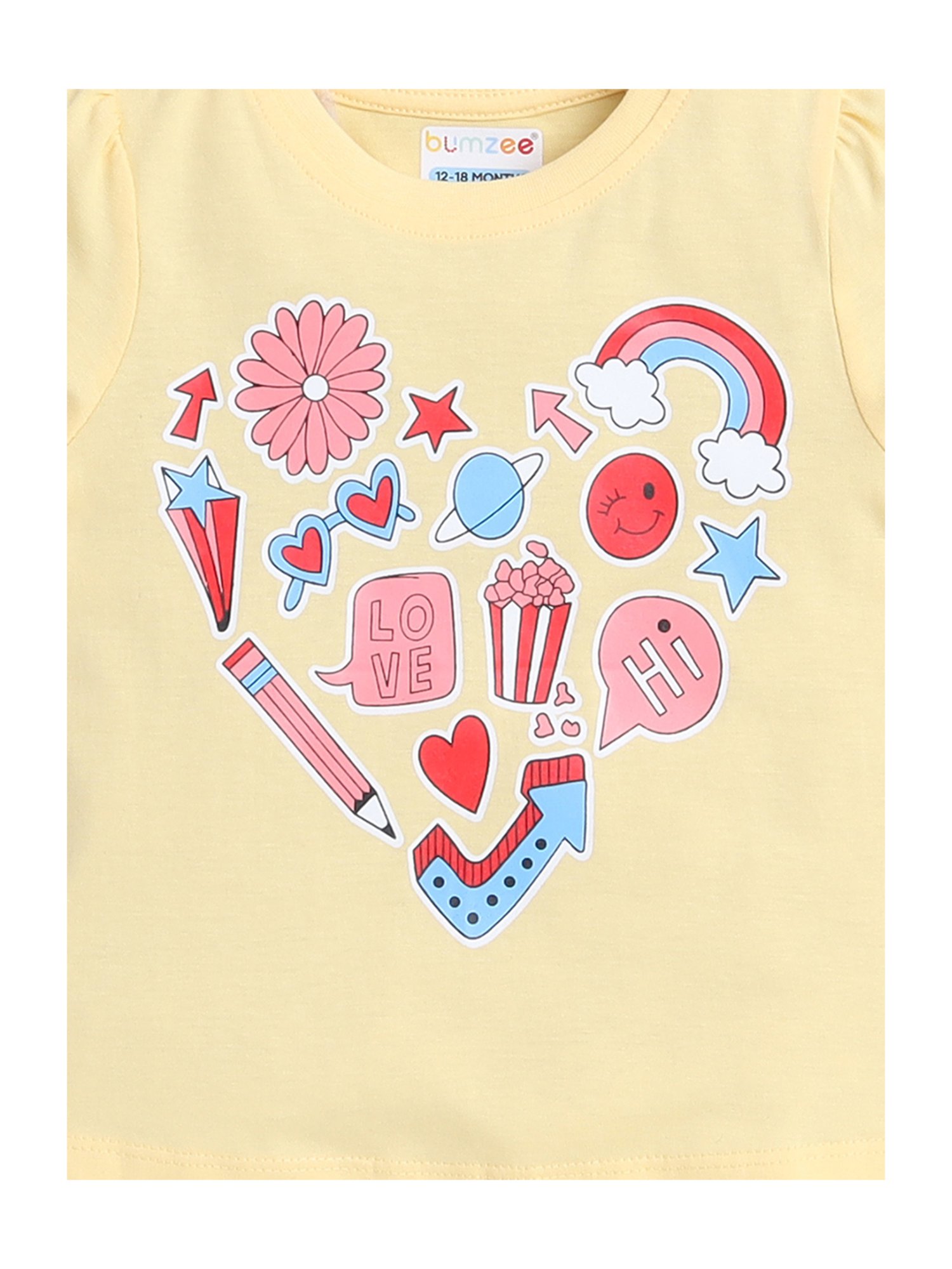 Bumzee Kids Pink & Yellow Printed T-Shirt (Pack Of 2)