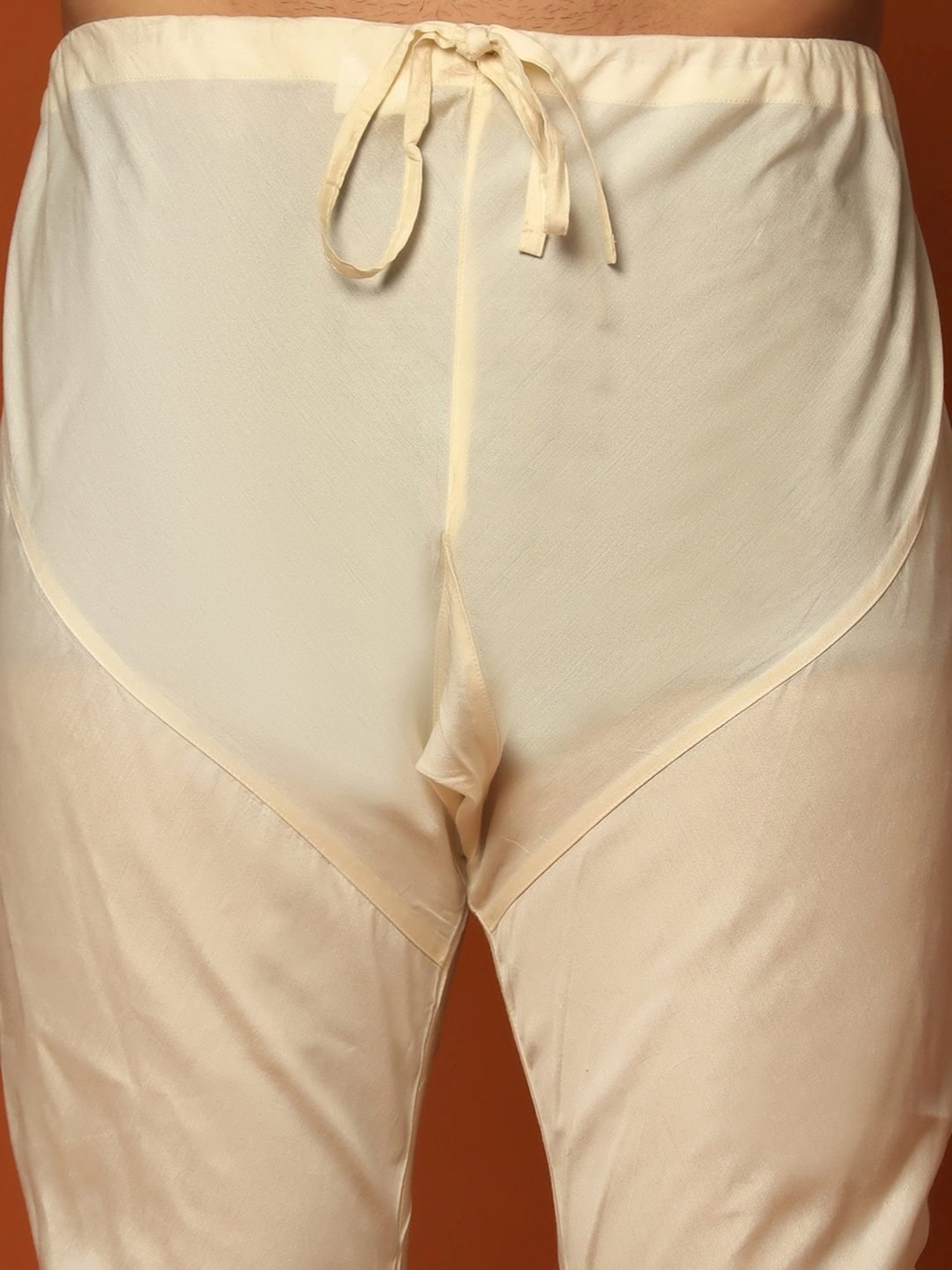 KISAH Peach Cotton Regular Fit Self Pattern Sherwani Set