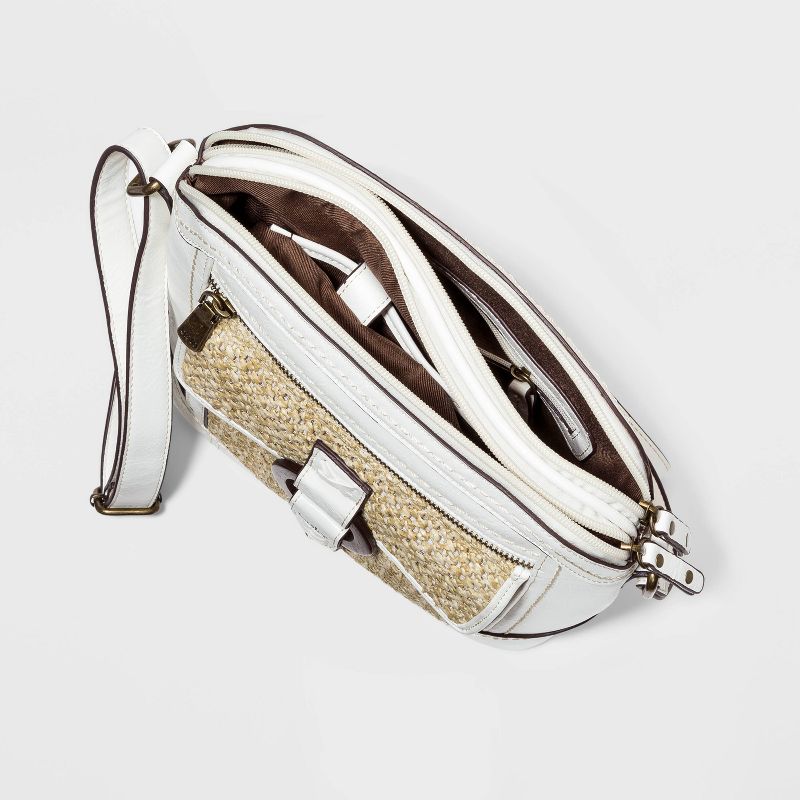 Bolo Zip Closure Crossbody Bag - White