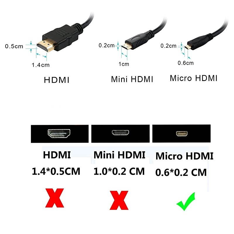 Micro HDMI to HDMI Adapter Micro HDMI to HDMI Cable HDMI to Micro HDMI Adapter for Gopro Hero and Other Action CameraCam with 4K&times;2K3D Supported