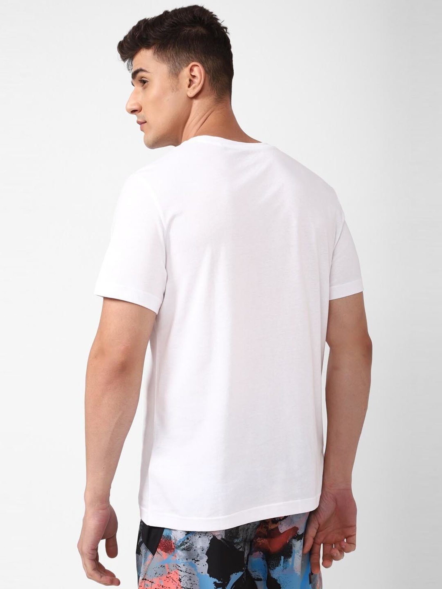 Reebok White Cotton Regular Fit T-Shirt
