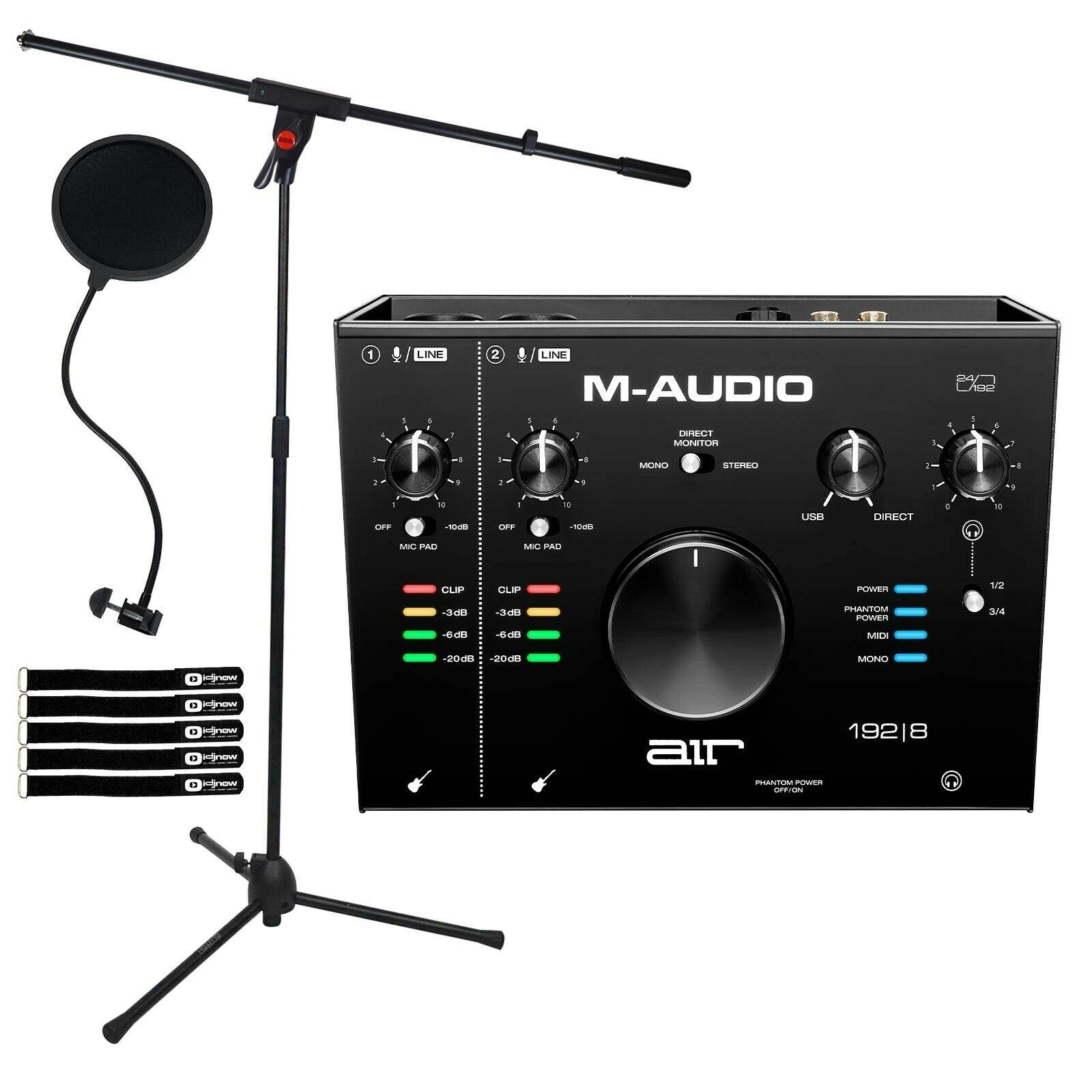 M-Audio Air 192|8 USB MIDI Home Audio Recording Interface w Software & Mic Stand