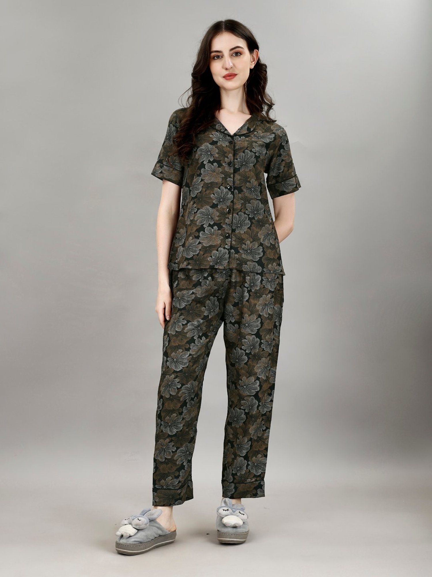 Smarty Pants Green Floral Print Shirt With Pyjamas