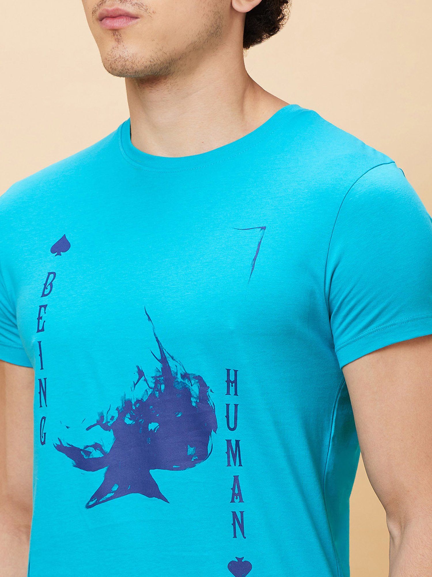 Being Human Green Regular Fit Printed Crew T-Shirt