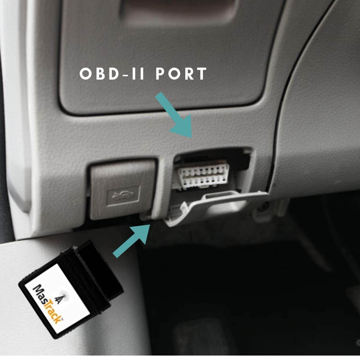 MasTrack- GPS Tracker W/No Contract | Track On Computer Smartphone | Fleet Monitoring Tracking Employees, Teens, Spouse| Plug Into OBD Port Instant Alerts & Engine Diagnostics