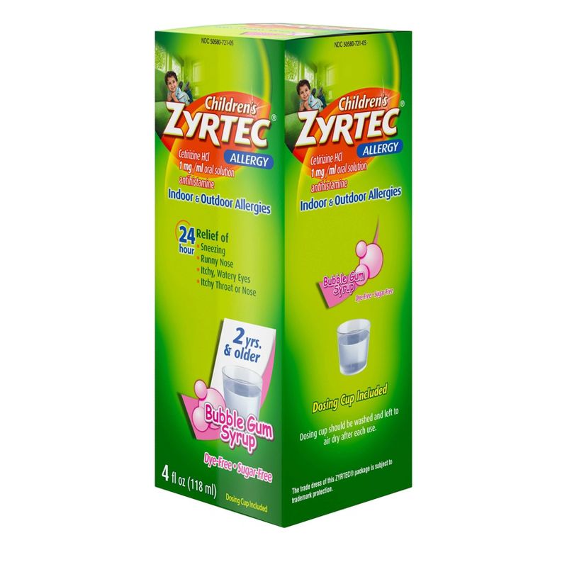 Children's Zyrtec 24 Hour Allergy Relief Syrup - Bubble Gum - Cetirizine - 4 fl oz