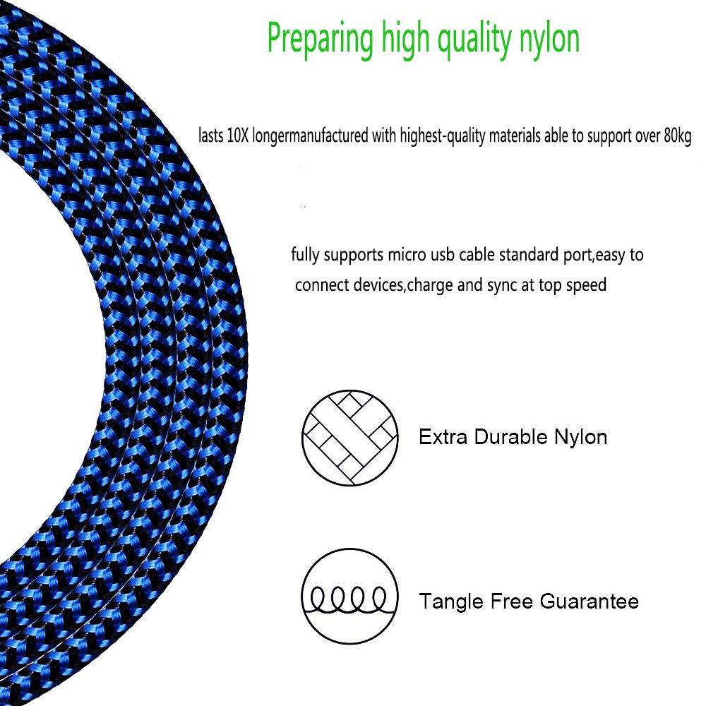 Micro USB Cable Android Tablet Charger Fast Long Charging Cord 10 FT 3Pack Braided Android Phone Charger For Samsung Galaxy S7/S6/S4/J7/J3/Note5/Tab 3/4/A/E,LG V10 PS4 Xbox One