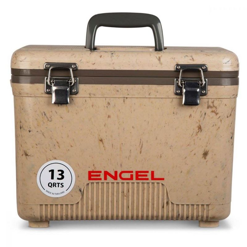 Engel 13 Quart Lightweight Fishing Dry Box Cooler with Shoulder Strap, Grassland
