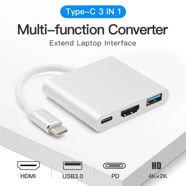 USB C HDMI-compatible Type c HDMI-compatible mac 3.1 Converter Adapter Typec to HDMI-compatible/USB 3.0/Type-C For Apple MacBOOK