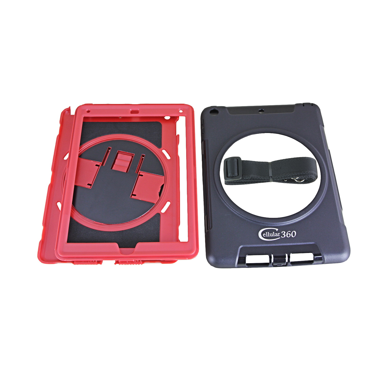 Cellular360 Apple iPad 9.7 2017 2018, iPad 5th Gen., iPad 6th Gen. Shockproof Case with 360 Degrees Rotatable Kickstand, Adjustable Handle and Shoulder Strap