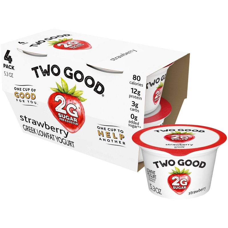 Dannon Two Good Strawberry Greek Yogurt - 4pk/21.2oz