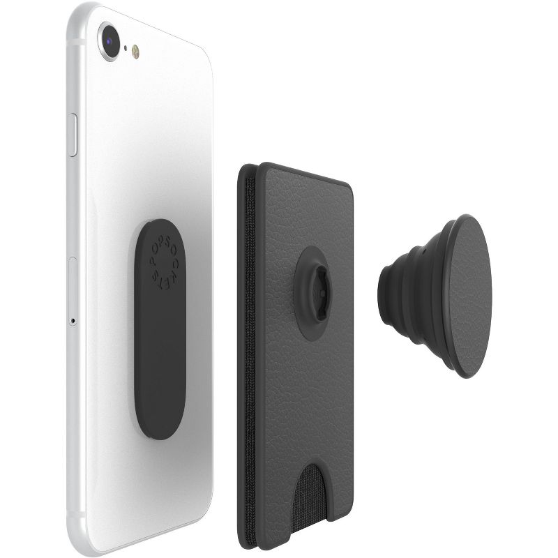 PopSockets PopWallet+ (with PopGrip Cell Phone Grip & Stand) - Black Vegan Leather