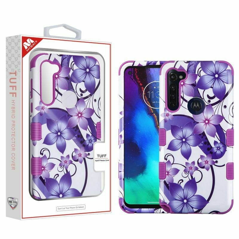 For  Moto G Stylus Purple Hibiscus Flower Tuff Hard TPU Hybrid Case