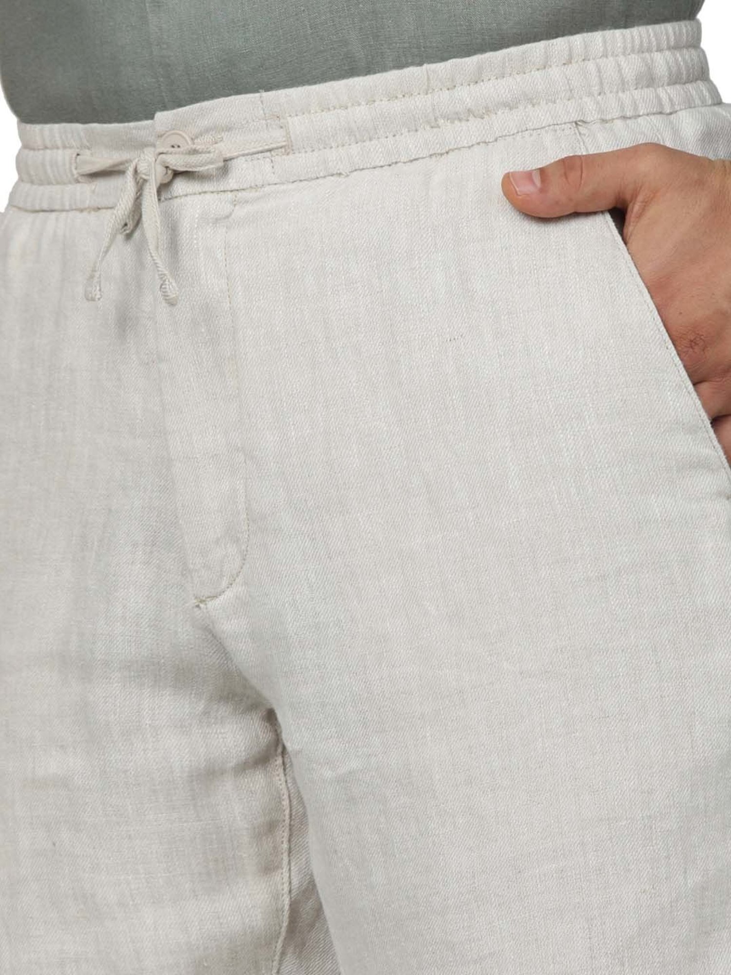 celio* Off White Regular Fit Linen Shorts