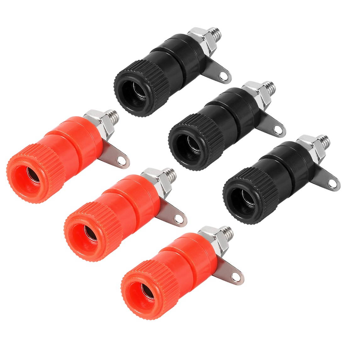 3 Pairs Binding Post Terminal, M4 Thread Power Amplifier Speaker Connector, Banana Plug Jack Socket 1.26-inch Length