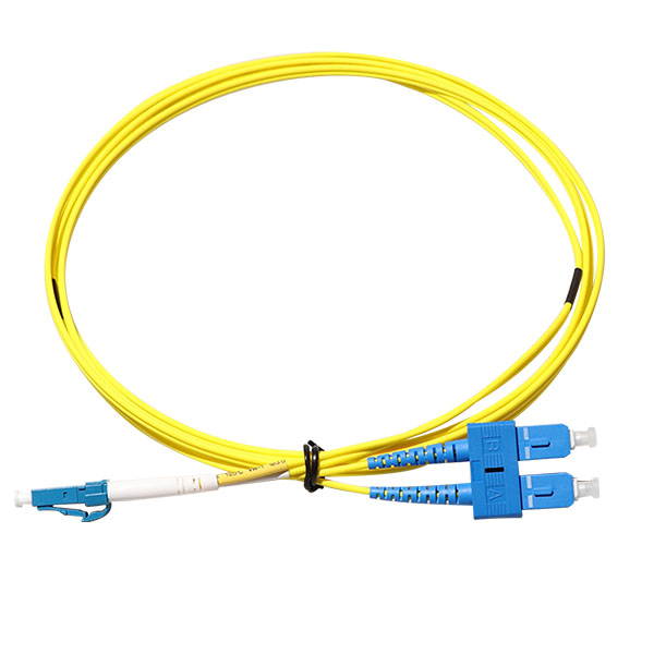 Fiber Optic Cable LC-SC 9/125 Duplex Single-Mode Fiber Cable Yellow 1 meters