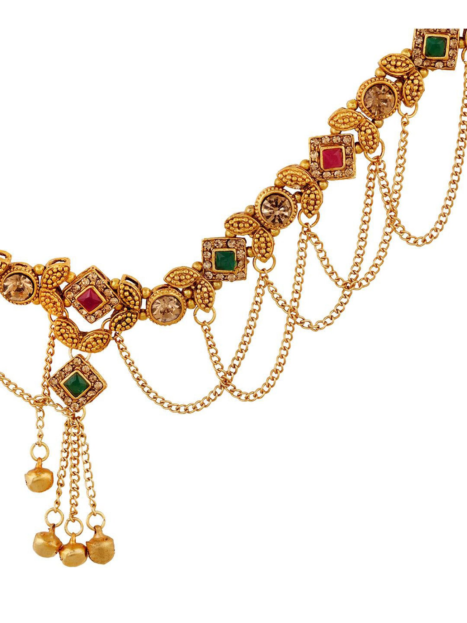 Saraf Rs Jewellery Gold Plated Muilticolour Ad Studded & Beaded Kamarbandh