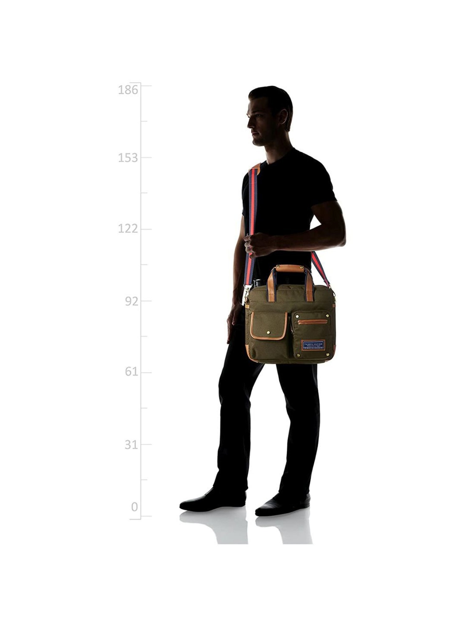 Priority Black Synthetic Large Messenger Bag