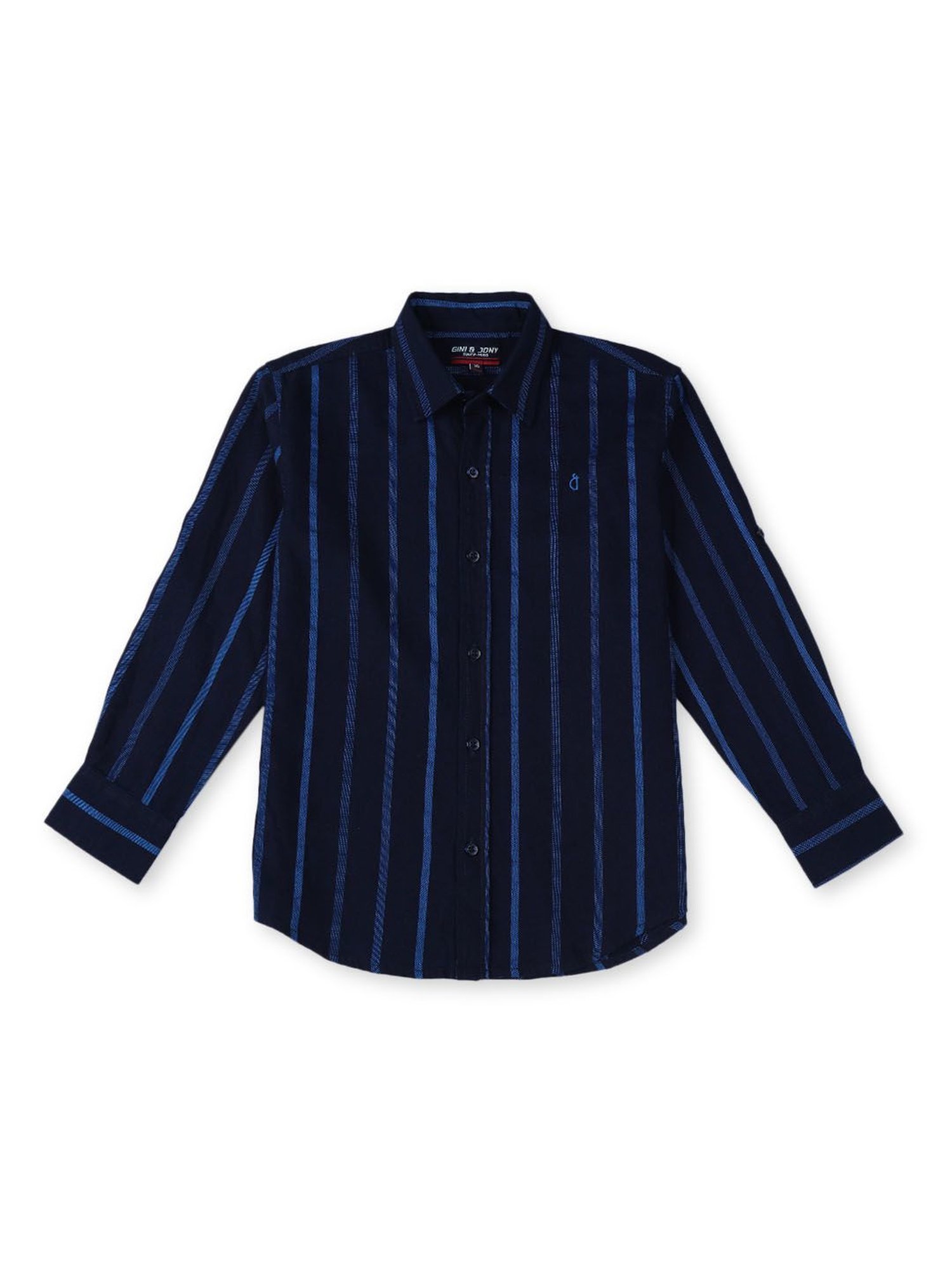 Gini & Jony Kids Navy Striped Full Sleeves Shirt