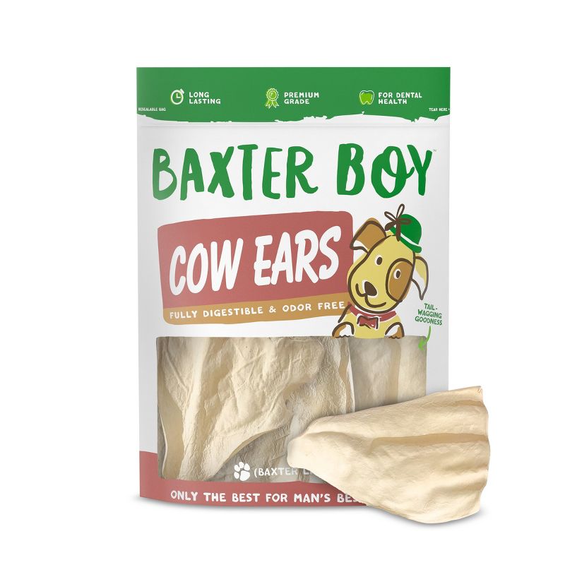 Baxter Boy White Cow Ears Beef Dog Treats - 15pk