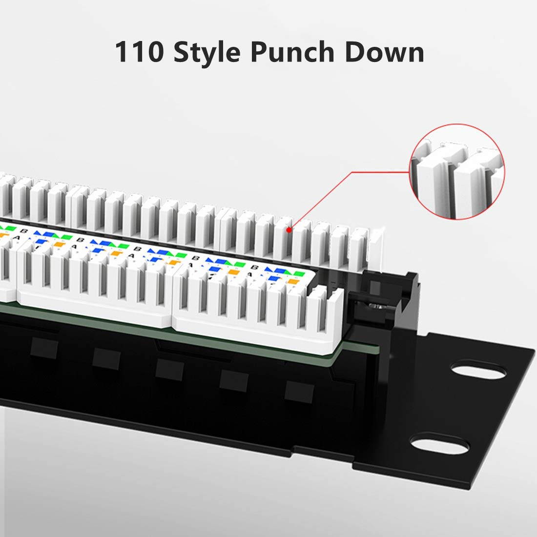 Yankok [CAT5/5e 12 Port Patch Panel] Unshielded with Coded T568A/B Wiring for RJ45 Network Cables Rack / Wall Mount 10in.x1U (Come with Bracket and Basic Termination Tools)