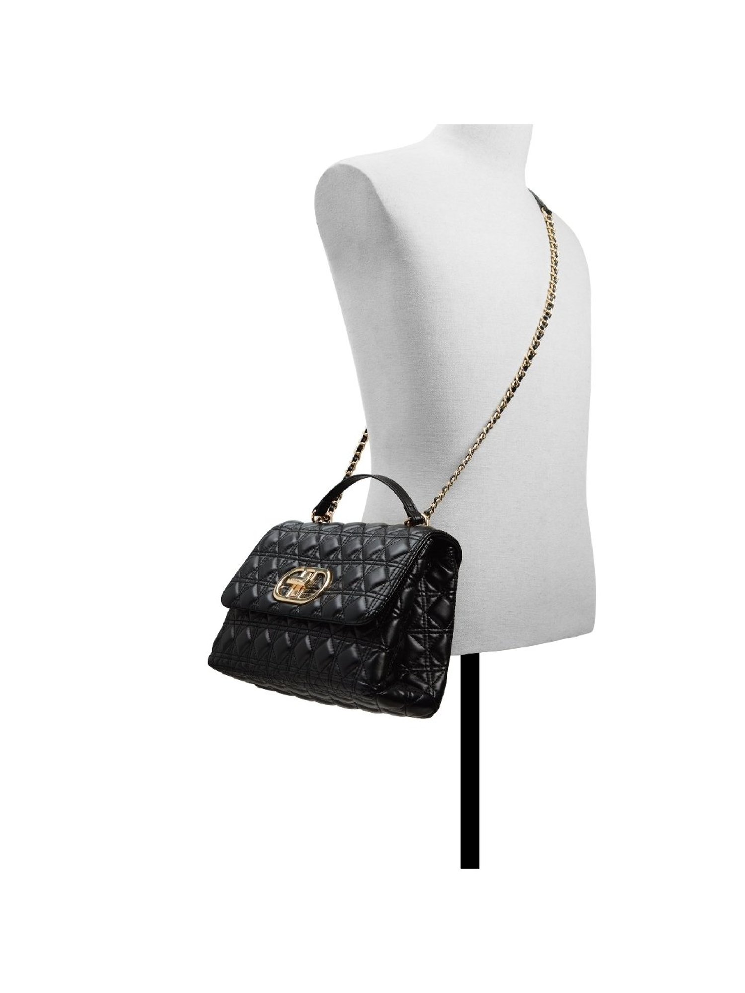 Call It Spring Black Textured Medium Sling Handbag