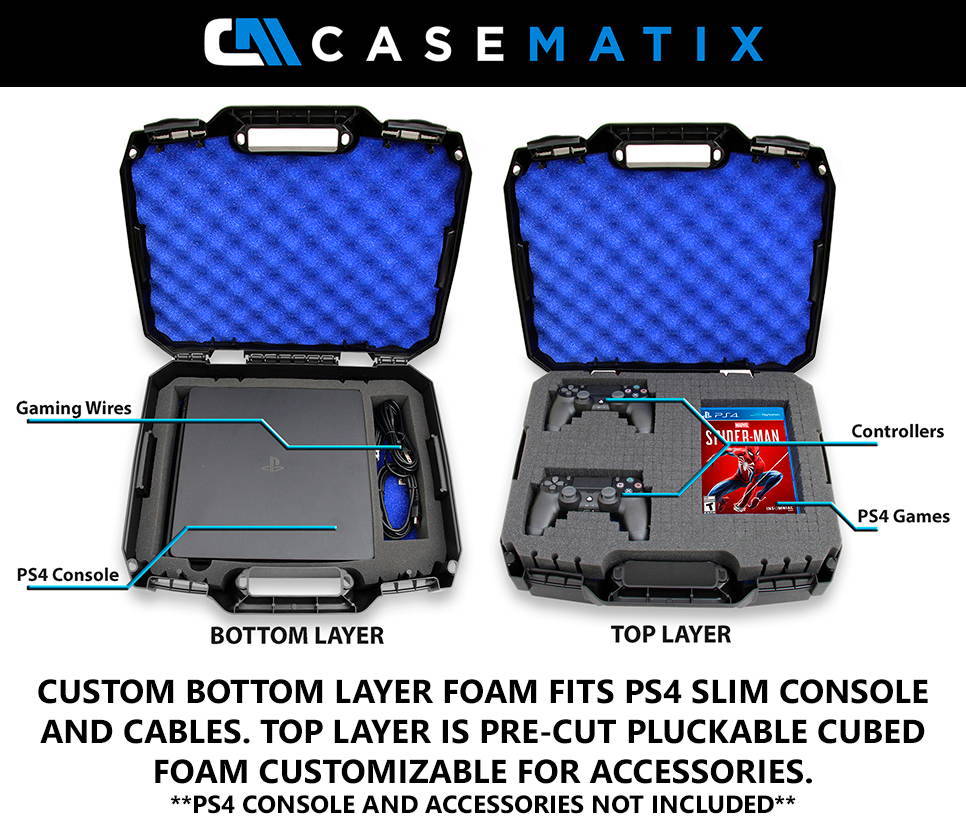 CASEMATIX Console Carrying Travel Case Custom Designed to fit PlayStation 4 Slim PS4 Slim 1TB