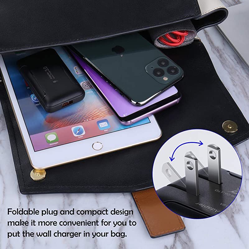 USB Wall Charger,  2 Pack 18W GaN Tech Slim Fast Charge 3.0 Port Fast Charging Block with Foldable Plug Compatible for Samsung Galaxy S10 S9 S8 Note 9, iPhone 11 Xs XR X, Tablet (Black)