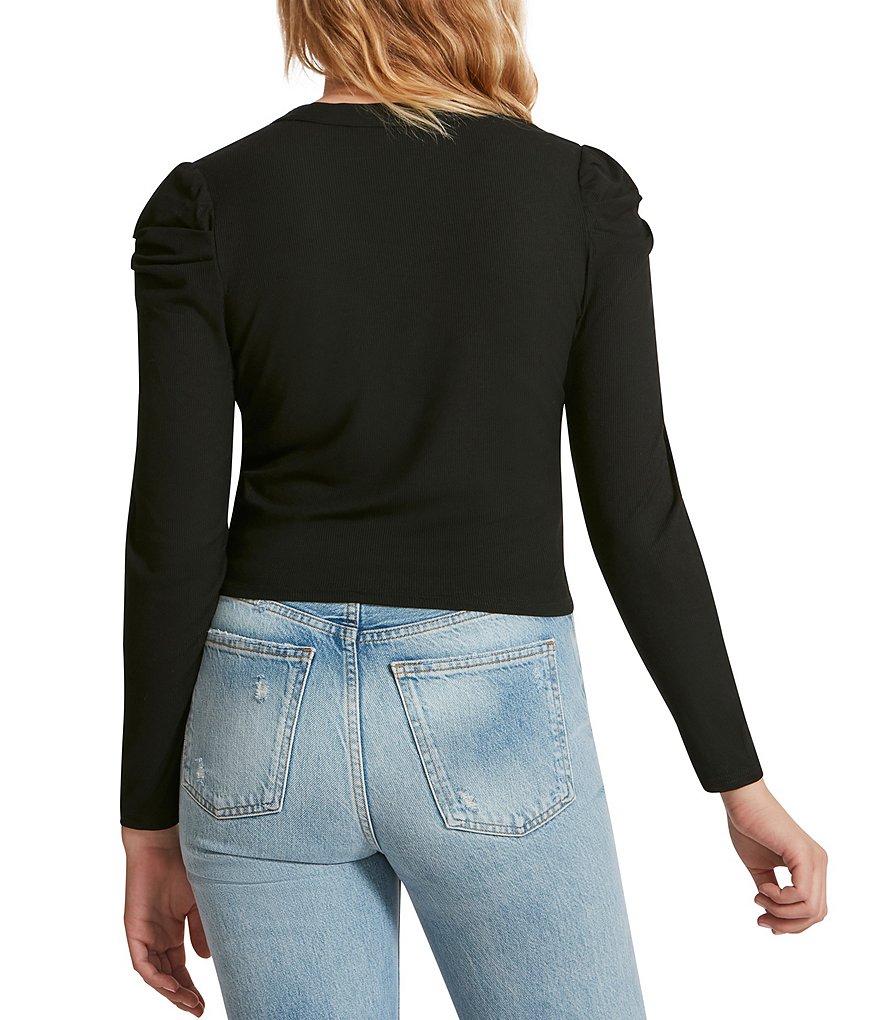 BB Dakota by Steve Madden Puffing Long Sleeve V-Neck Season Cardigan Top