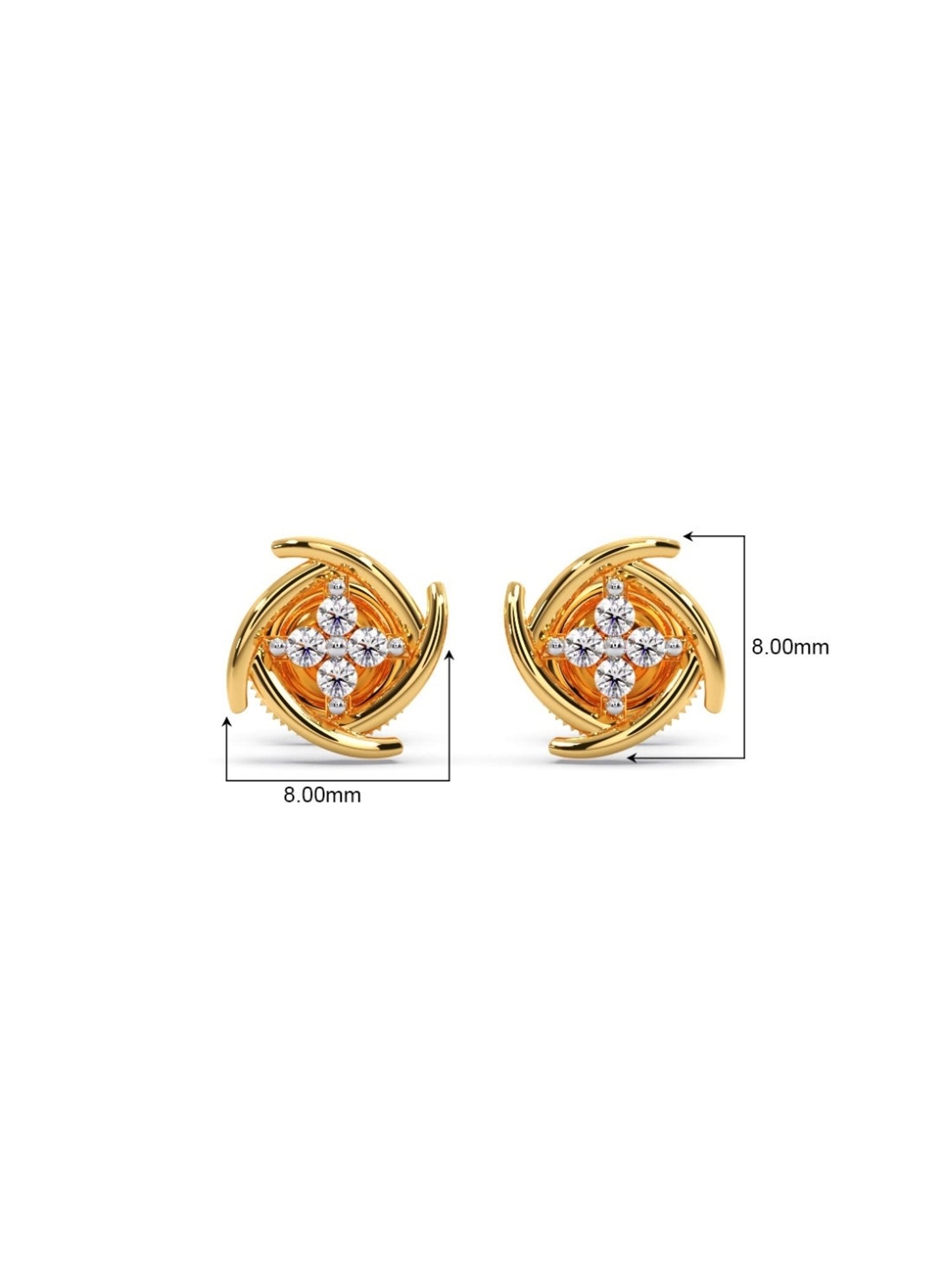 Candere by Kalyan Jewellers Peacock Collection 18k Yellow Gold Diamond Stud Earrings for Women
