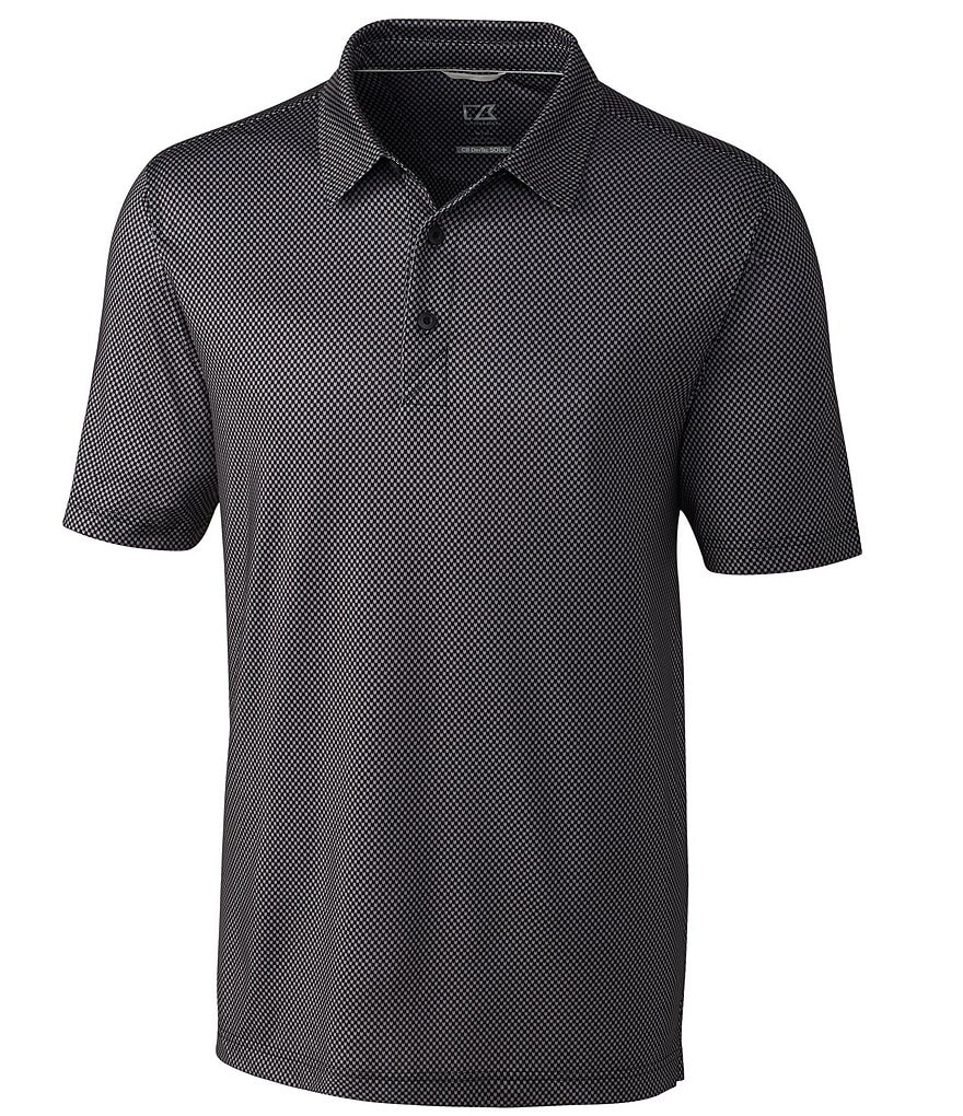 Cutter & Buck Big & Tall Pike Polo Mini Pennant Print Performance Stretch Short-Sleeve Polo Shirt