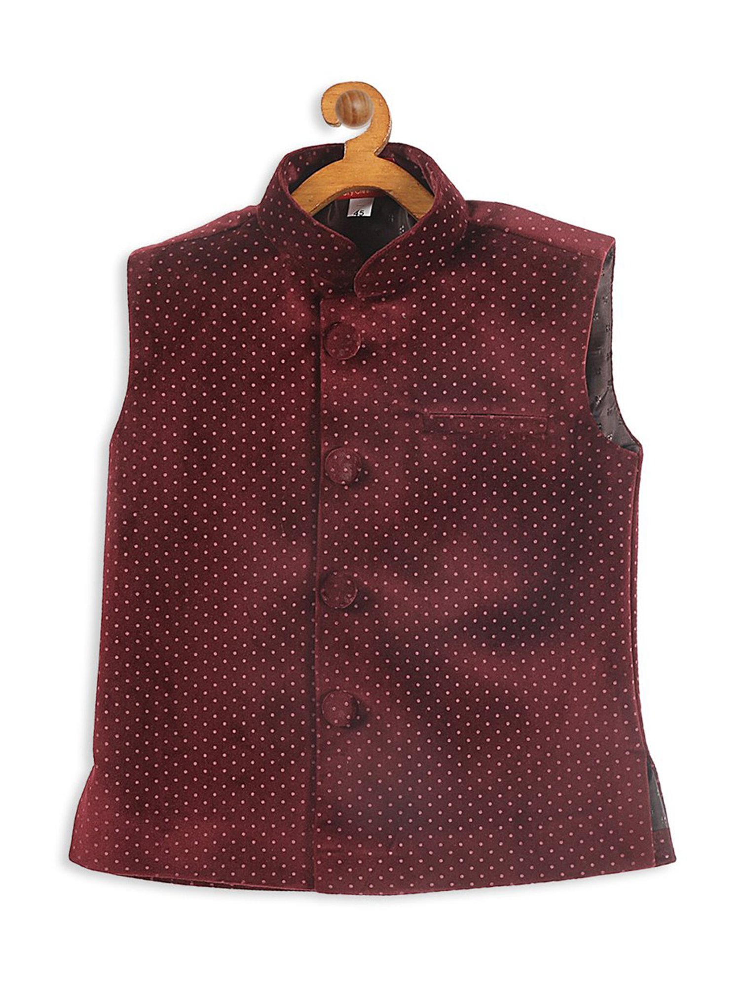 VASTRAMAY SISHU Maroon Printed Nehru Jacket