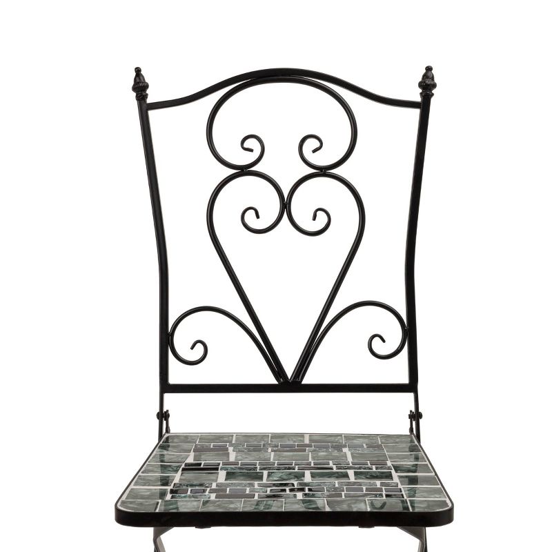 Marbled Glass Mosaic Bistro Set & Two Foldable  Chairs - Alpine Corporation