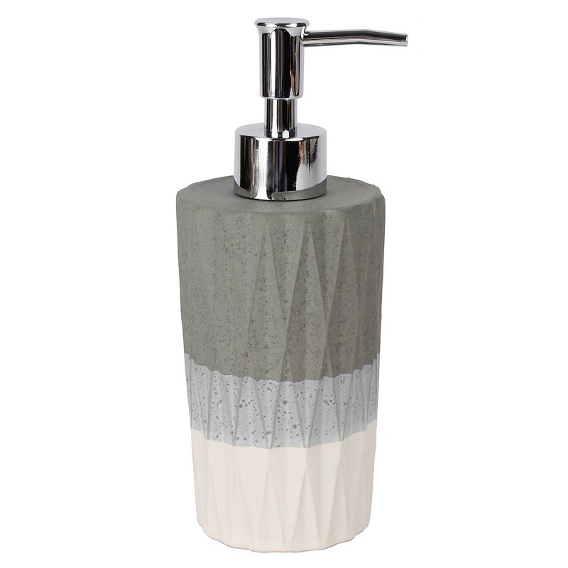 SKL Home Cubes Soft Textured Sophisticated Style  Lotion/Soap Dispenser, Dove Blue/ Gray