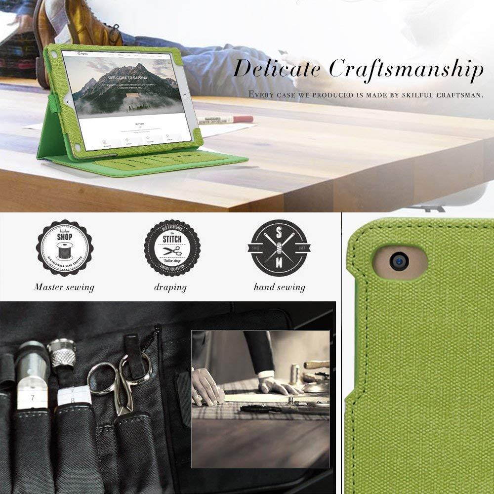 FYY Case for iPad 9.7 2018/2017 - Folio Case Stand Cover with Card Slots,Note Holder,Hand Strap for iPad 9.7 Case 2018/2017/iPad Air 2/iPad Air (with Auto Wake//Sleep Feature) Green+Navy