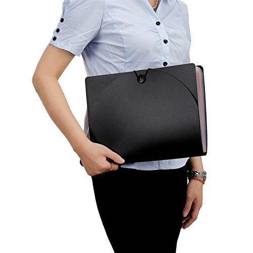 A4 Expanding File Folders with 13 Pockets lid, Letter Size Portable Accordion Expandable File Organizer, Flap and Cord Closure, Briefcase Business