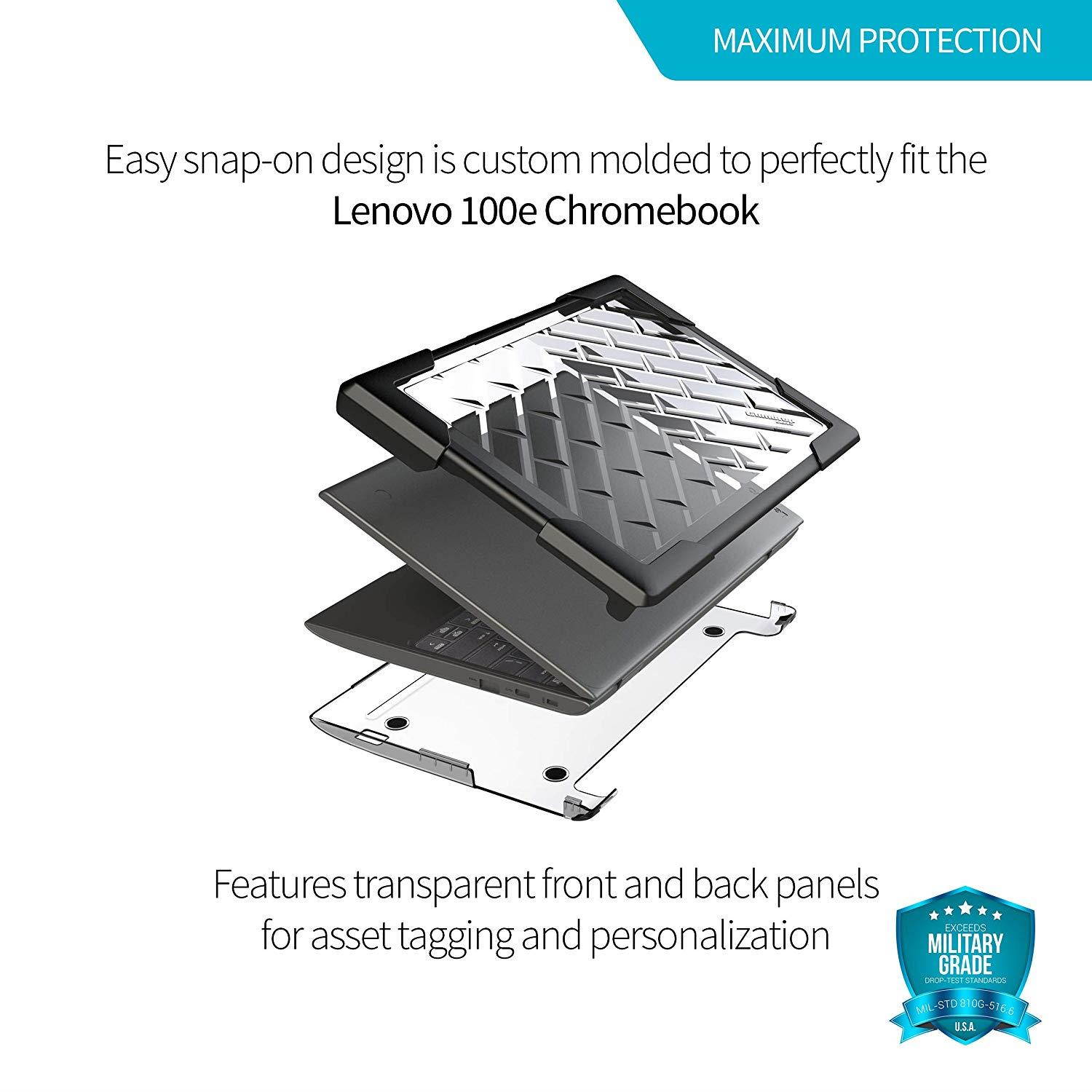 Gumdrop BumpTech Case Designed for Lenovo 100e Chromebook (Gen 1 and Gen 2 Intel) Laptop for K-12 Students, Teachers, Kids - Black, Rugged, Shock Absorbing, Extreme Drop Protection