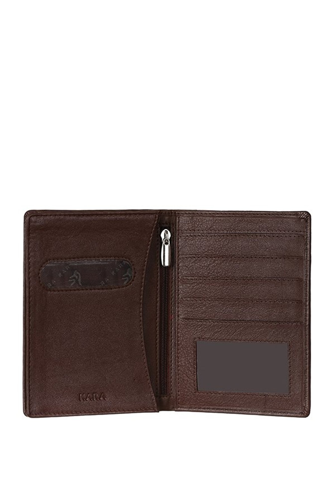 Kara Dark Brown Solid Leather Bi-Fold Wallet