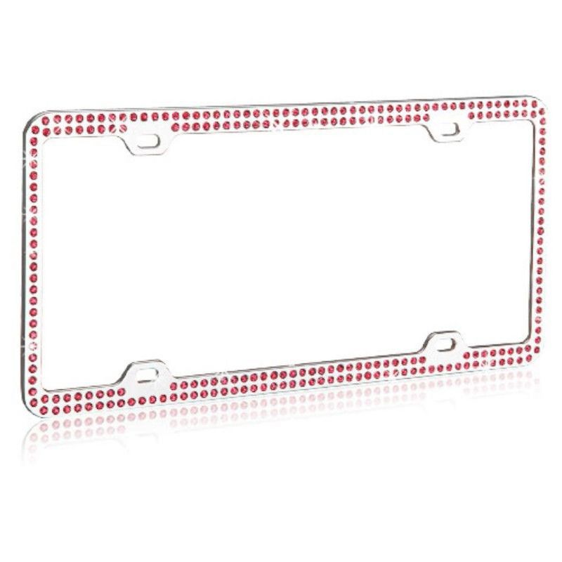 Valor Pink Crystals Chrome Coating Metal Frame with Double Row Crystals