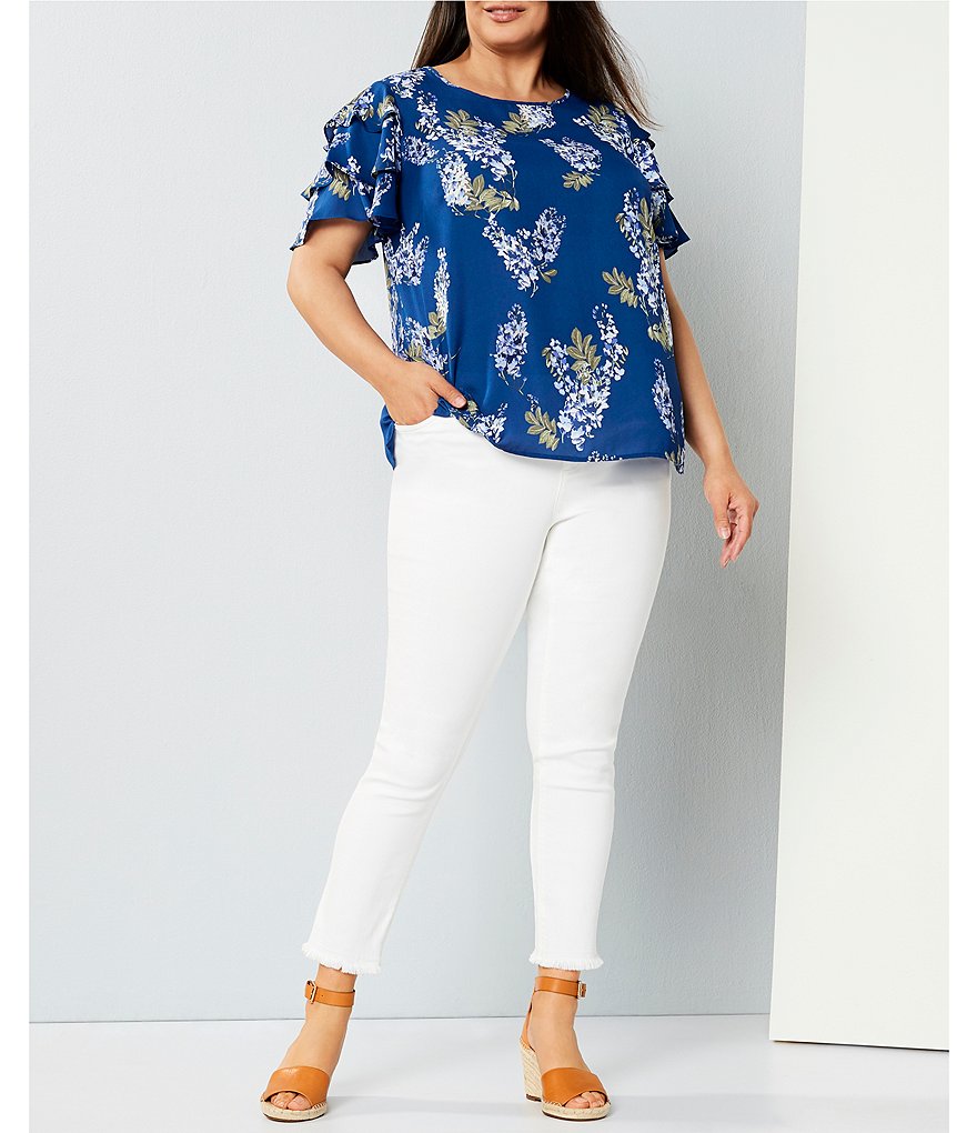 Vince Camuto Plus Size Frayed Hem Skinny Ankle Jeans