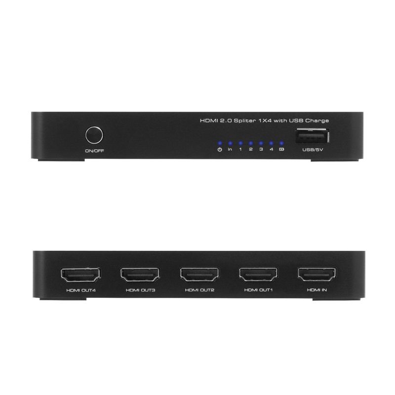 Insten Aluminum 4K HDMI Splitter 4k@60HZ 1 in 4 Out HDMI 2.0 Support 18 Gbps HDCP 2.2 3D for PS4 Xbox Blu-Ray Player Laptop HDTV Monitor Projector