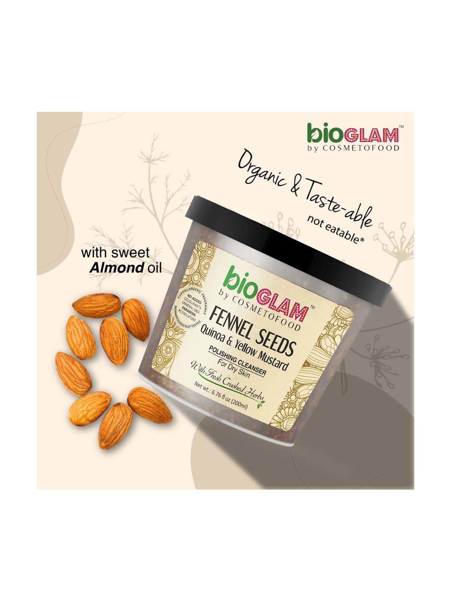 Cosmetofood Bioglam Fennel Seeds Quinoa & Yellow Mustard Polishing Cleanser For Dry Skin - 200 ml