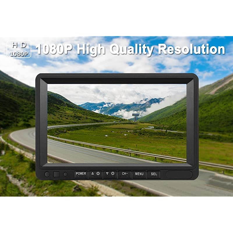 R7 HD 1080P RV Wireless Backup Camera with 7 Inch DVR Split Screen Monitor Rear View Camera Observation System for Trailers,Trucks,5th Wheels,IR Night Vision IP69K Waterproof 170 Degree View