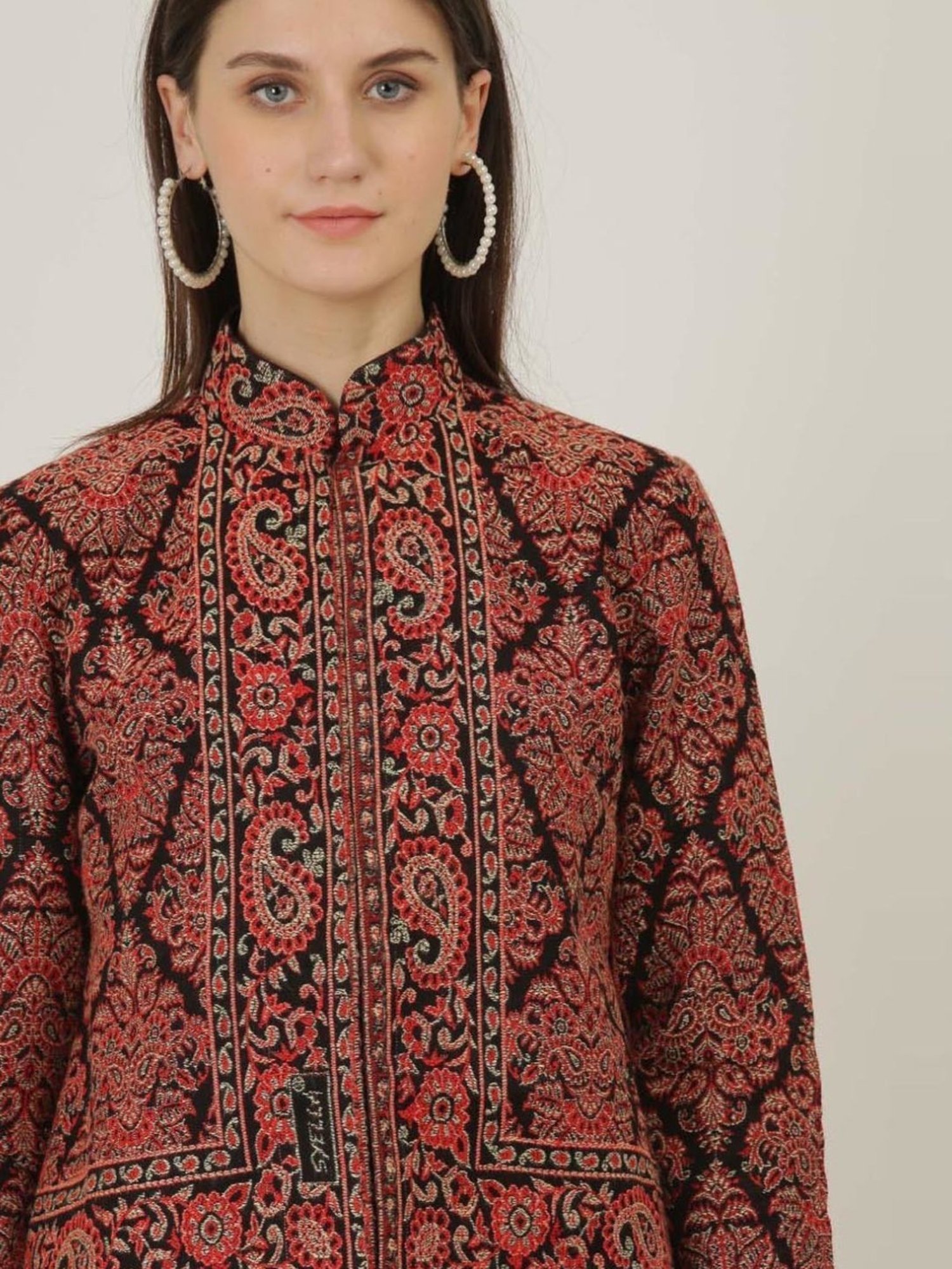 Kaanchie Nanggia Black Wool Self Design Jacket