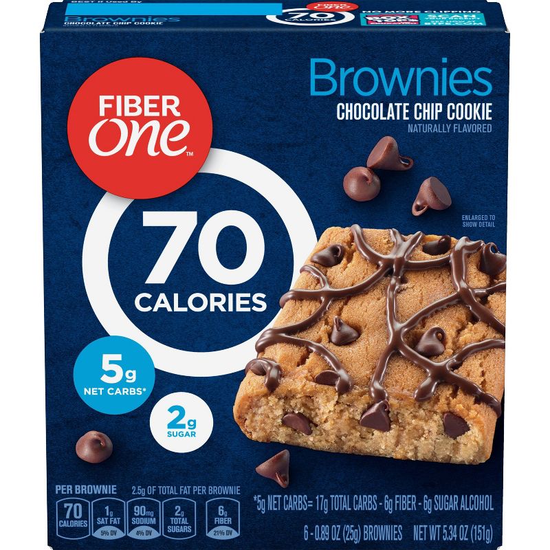 Fiber One Chocolate Chip Cookie Brownies - 6ct