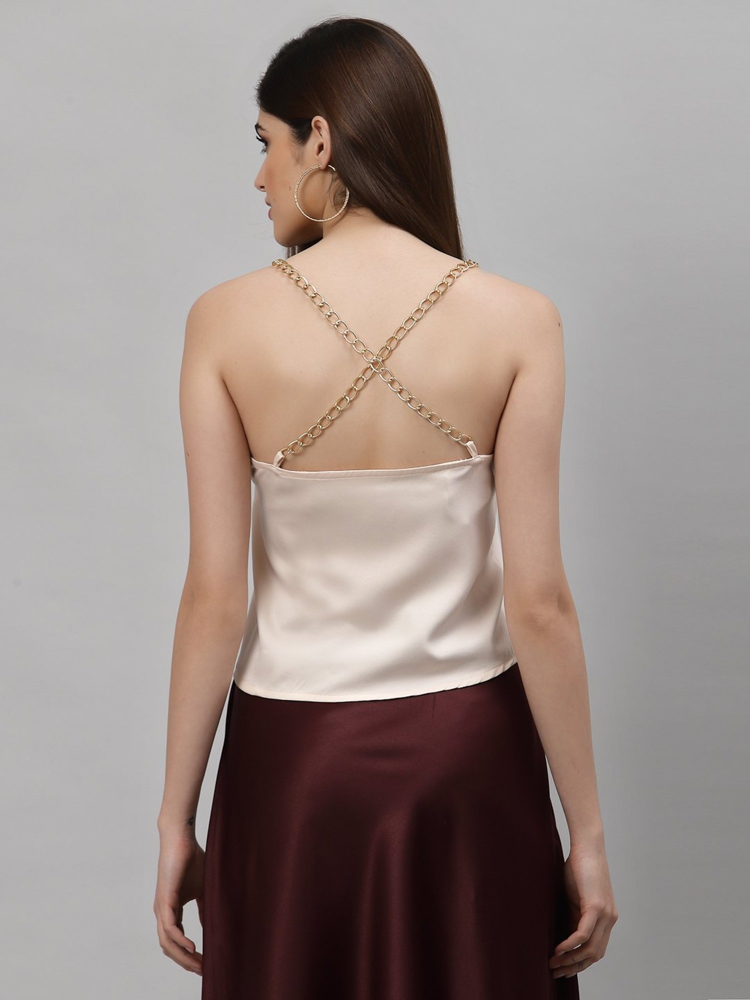 NEUDIS Cream Round Neck Spaghetti Top