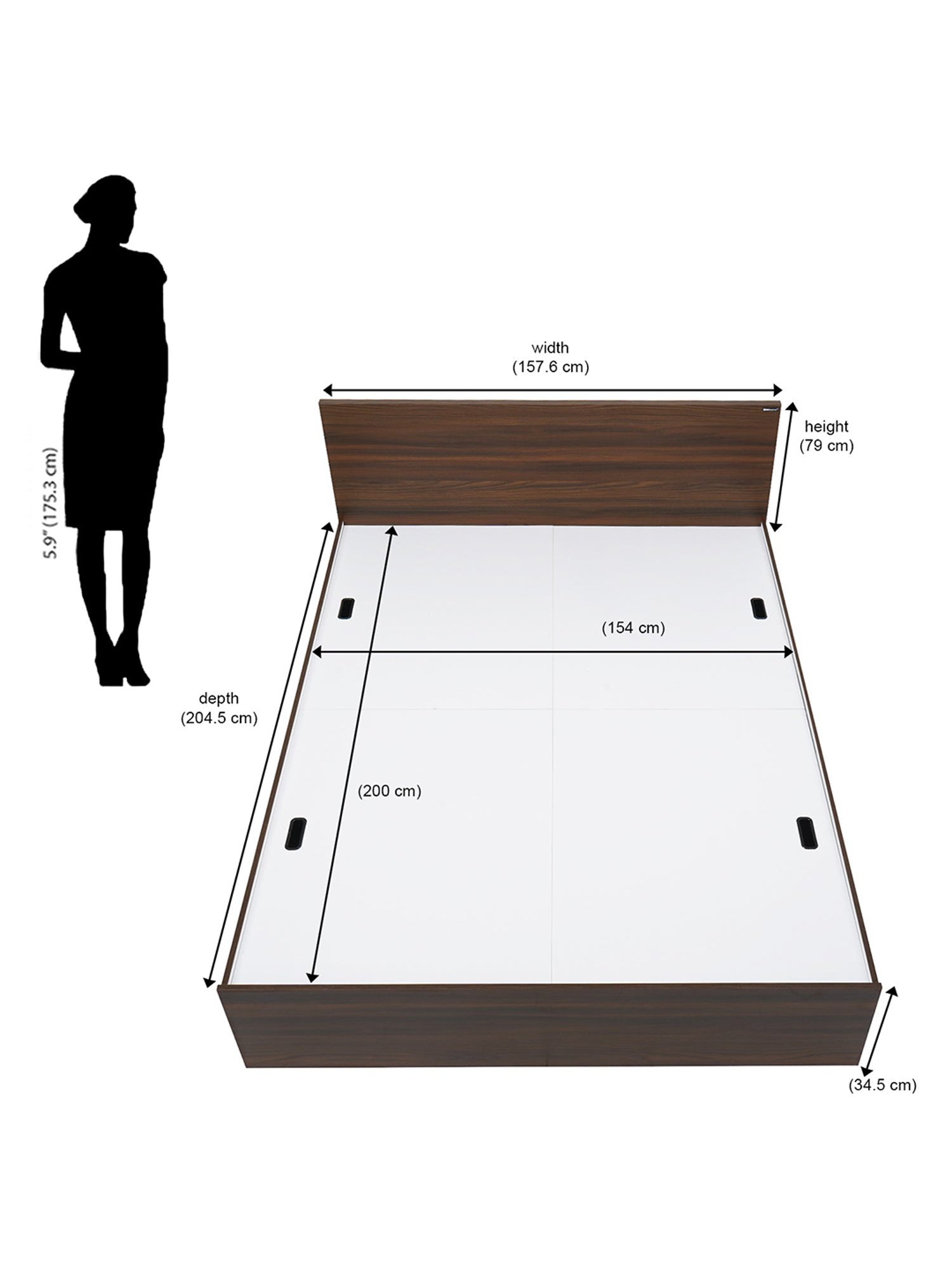 Nilkamal Arthur Walnut Brown Engineered Wood Queen Bed with Storage